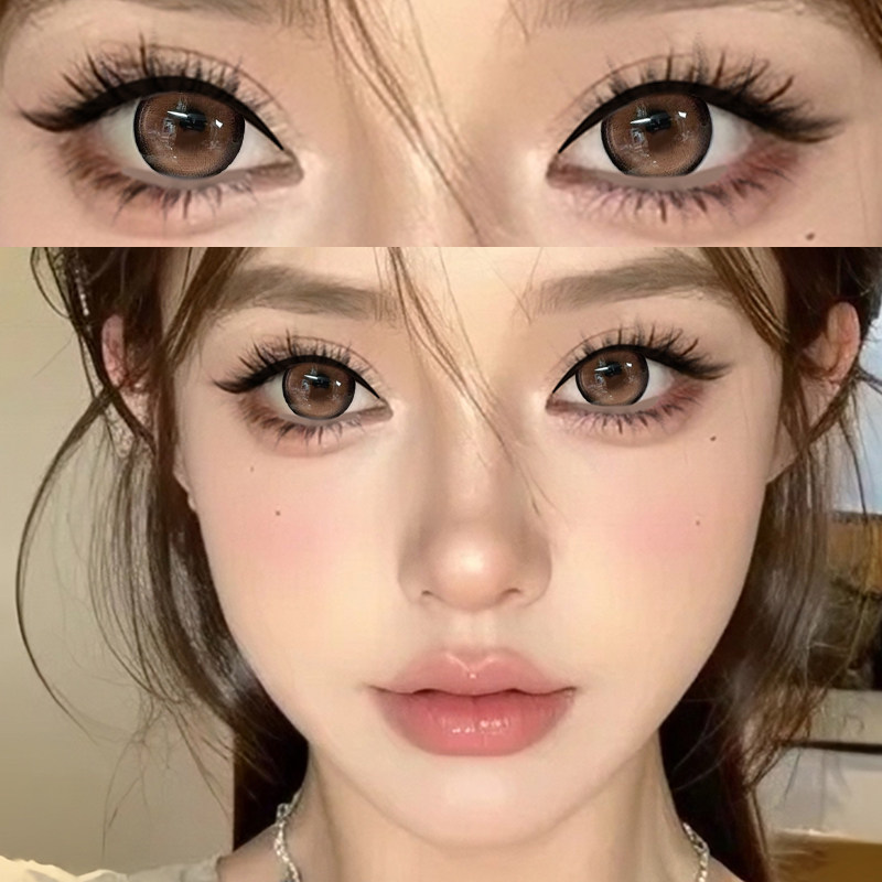 棕色系美瞳2片装半年抛正品欧美混血清透自然官网隐形眼镜EJLK
