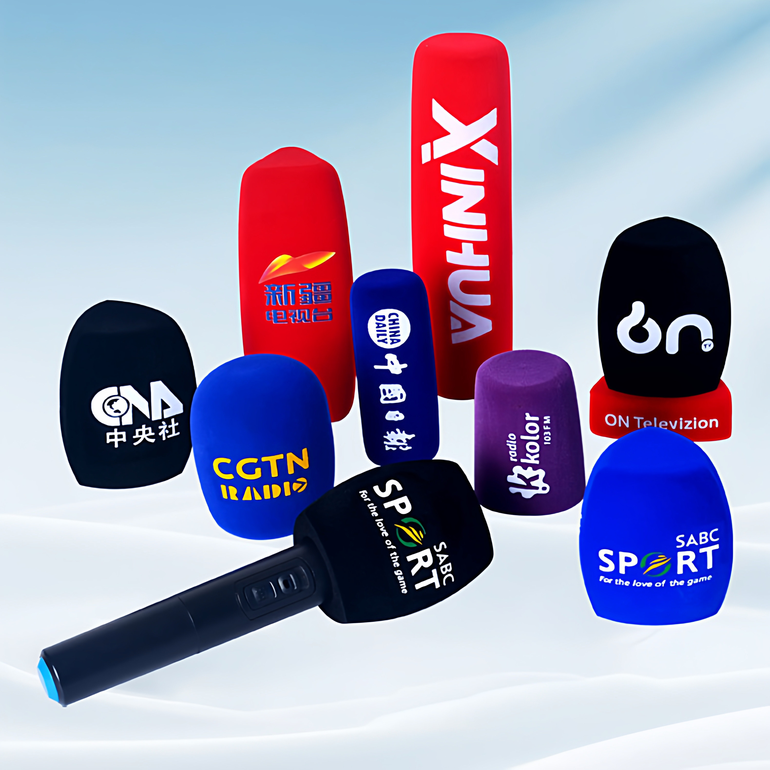 话筒台标logo定制电视台新闻媒体记者采访话筒海绵套logo台标定制