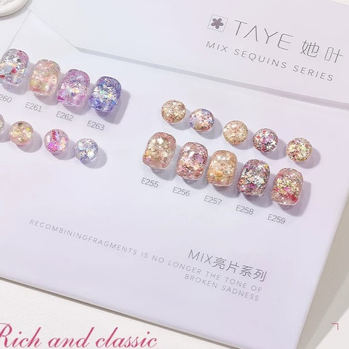 她叶美甲亮片爆闪甲油胶2024年新款特调MIX亮片系列美甲胶 1g
