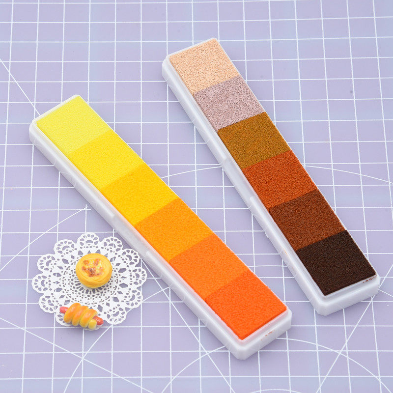 超轻渐变印台奶油土食玩树脂粘土烧烤色海绵颜料橡皮章印台6色