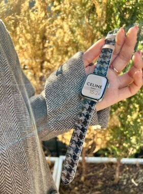 适用iwatch7表带apple watch6表带54321se苹果手表表带羊毛呢男女情侣款秋冬简约个性创意ins风40/44/41/45mm