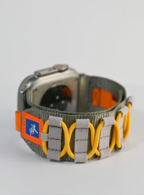 适用applewatch9表带苹果手表s7/6/se个性撞色iwatch S8尼龙魔术贴表带ultra回环魔术贴运动夏天透气腕带男女