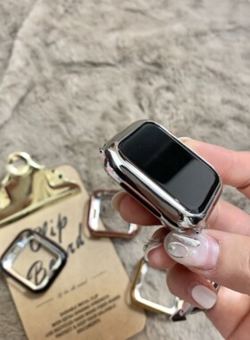 适用apple watch8保护壳软套iwatch7电镀TPU保护壳苹果手表壳s6/5代/4/SE软壳包边保护套光面全包41/45mm外壳