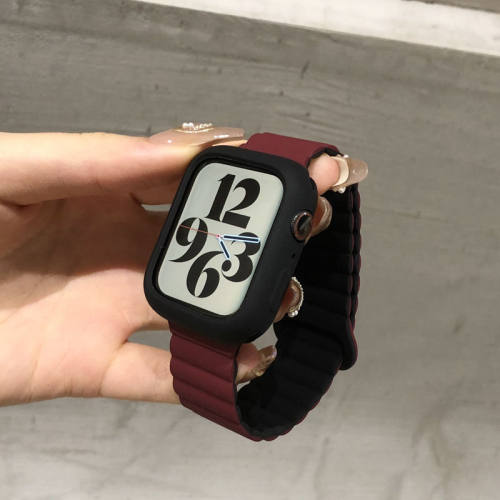 适用applewatch9表带苹果手表 iwatch s8/7/6/5/4/SE2代简约休闲SE硅胶磁吸男女生表带夏天透气新款Ultra高级