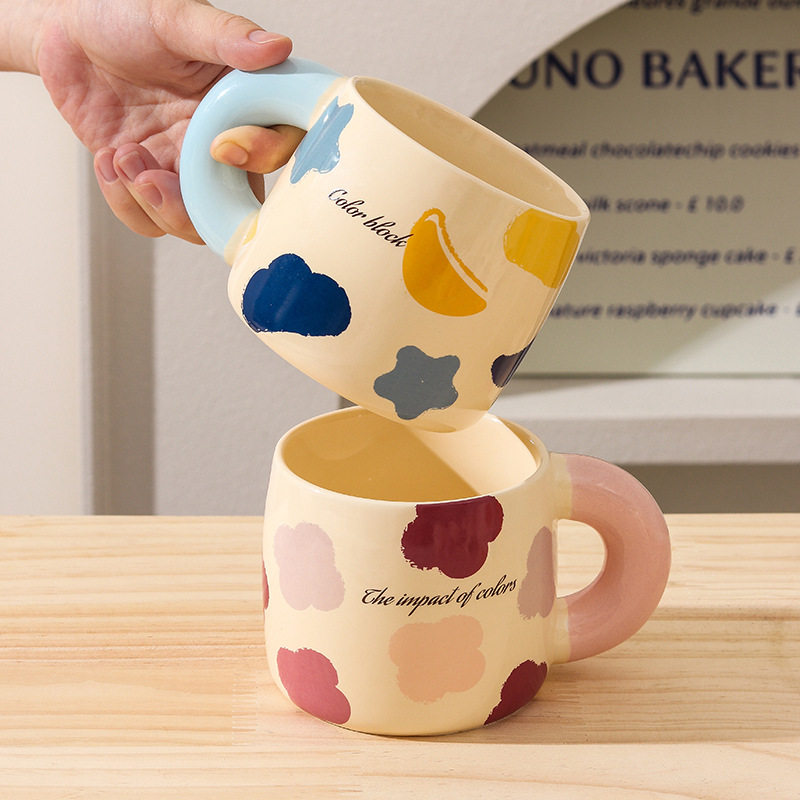 创意陶瓷马克杯高颜值喝水杯家用大容量牛奶杯办公室手握咖啡杯