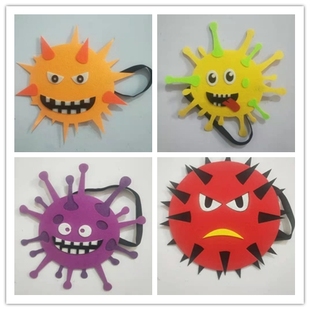 抗疫宣传道具新冠病毒活动面具 幼儿节日成人化妆舞会头饰cos头套