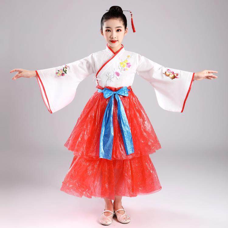 儿童手工diy自制时装秀环保服装女童走秀幼儿亲子古装汉服表演服
