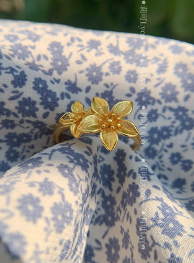 高保色不易褪色泽高度还原 磨砂质地金店工艺仿金桂花戒指