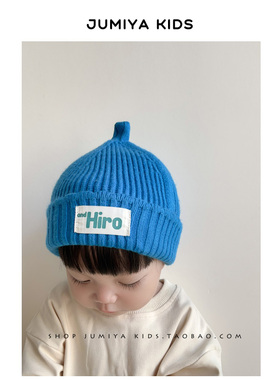 ins韩版宝宝帽子奶嘴帽冬季洋气超萌男宝1岁儿童护耳针织毛线帽潮