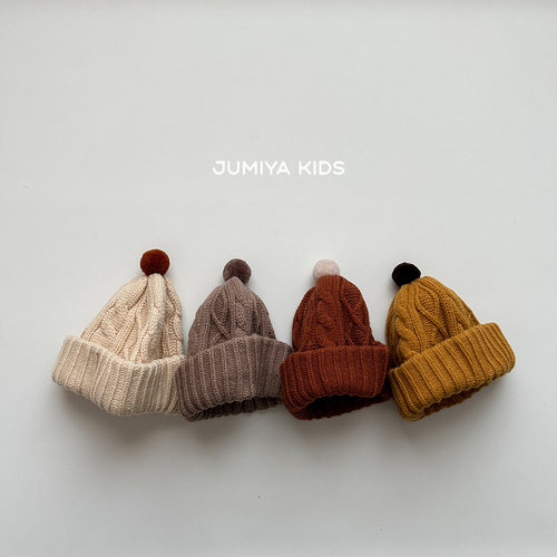 可爱小球韩国宝宝毛线帽秋冬