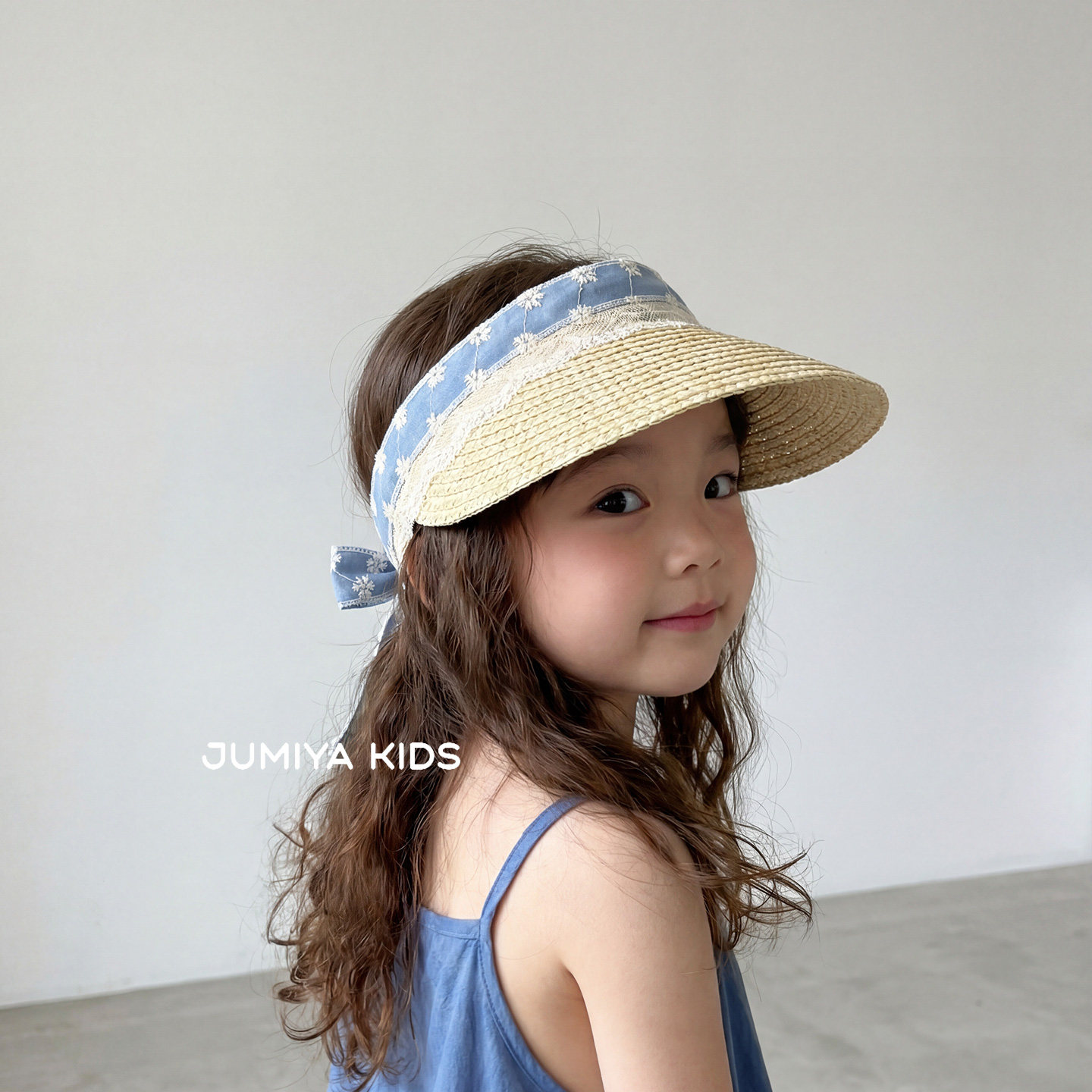 ins韩国儿童空顶草帽凉帽夏天女宝宝沙滩海边遮阳防晒草编帽子夏