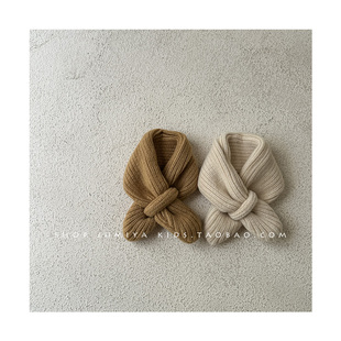 婴儿围巾冬天ins韩国婴幼儿针织柔软小围脖纯色针织百搭宝宝脖套