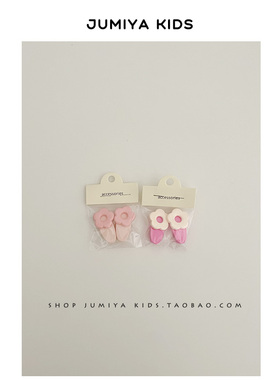 2个装~小fafa韩国ins马卡龙色系花朵儿童发夹发饰鸭嘴夹刘海边夹