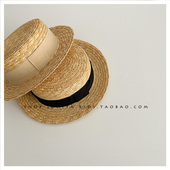 韩国儿童草帽男童夏季 经典 好搭麦秆帽 大帽檐女草编宝宝帽子凉帽