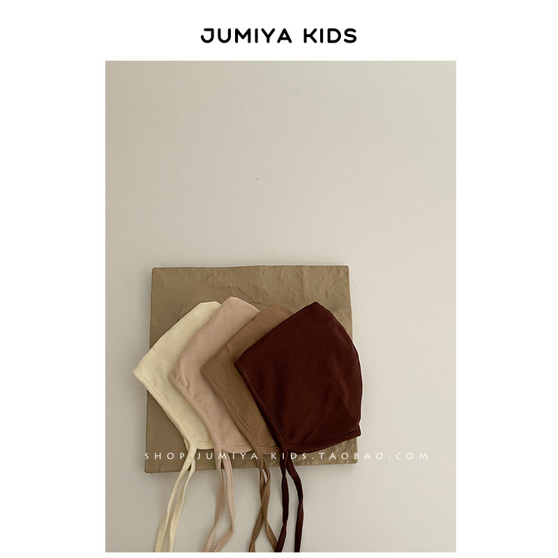 韩版三个月宝宝秋冬季外出护囟门小帽子幼儿系带囟门尖尖帽纯棉潮