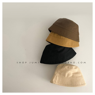 ins韩国宝宝水桶帽男女春秋韩版 3岁防晒帽子潮 简约夏儿童渔夫帽1