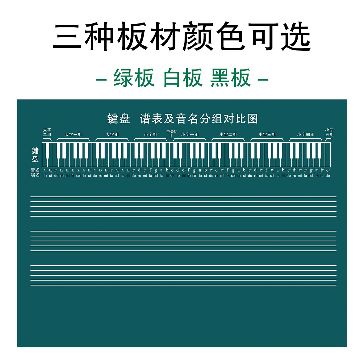 五线谱软白板磁性贴识普卡磁贴钢琴键盘音乐教学黑板绿板表格