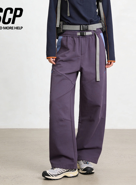 山系户外工装风多口袋阔腿裤女宽松休闲防泼水情侣加绒加厚冲锋裤