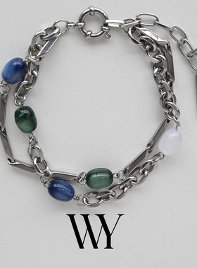 WY冬季上新个性金属手链情侣款手饰欧美小众双层叠戴配饰