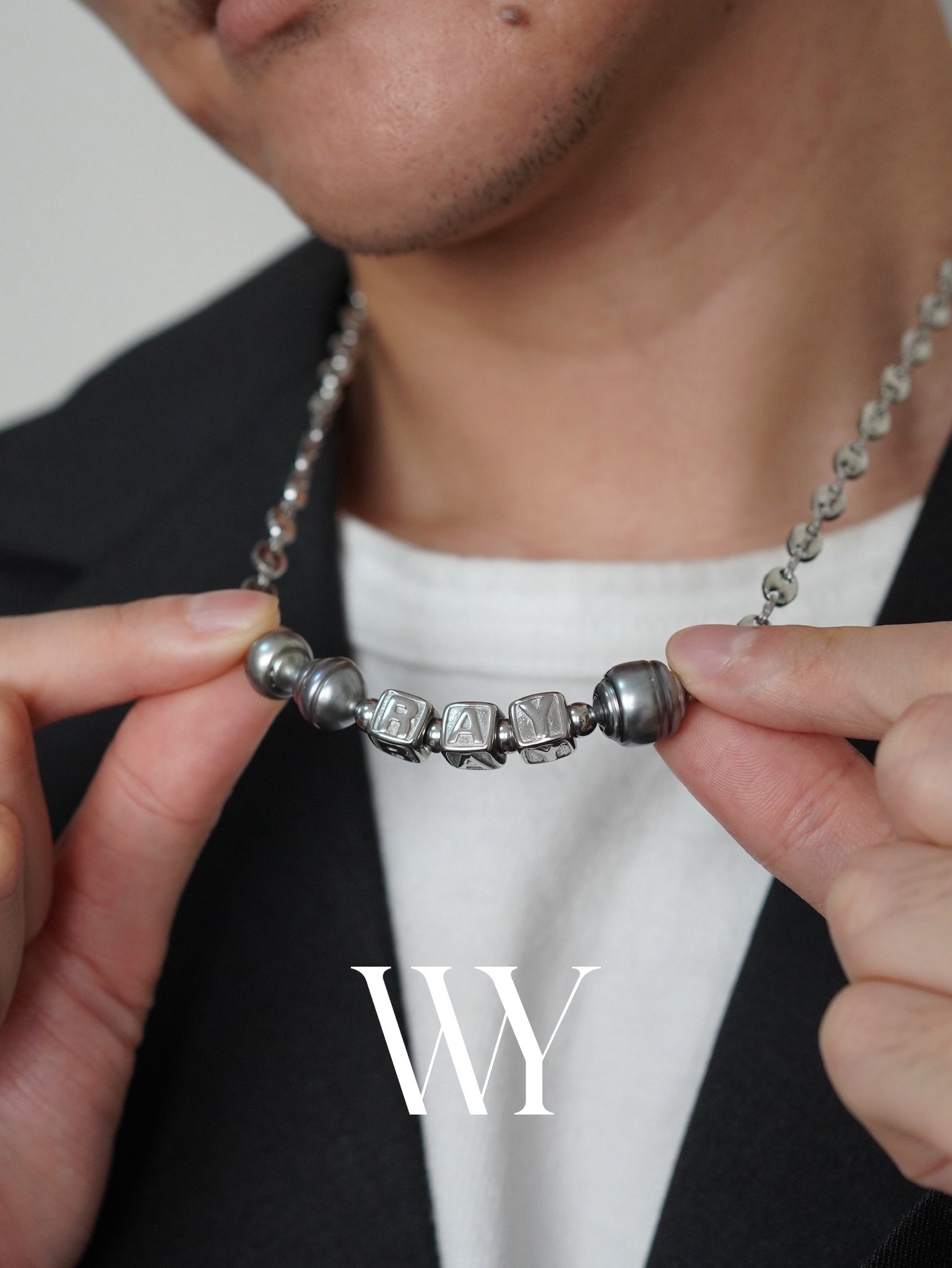 【Wei+Yez】情侣款私人订制海水大溪地巴洛克珍珠diy字母名字项链