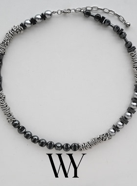 WY新款秒杀原创设计天然水晶黑玛瑙项链小众高级感轻奢锁骨链