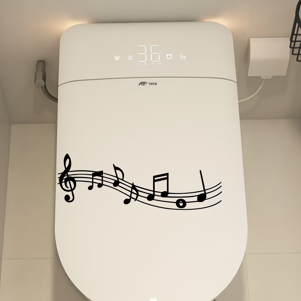 卫生间好物音符图案创意马桶盖防水装饰贴纸  可定制尺寸