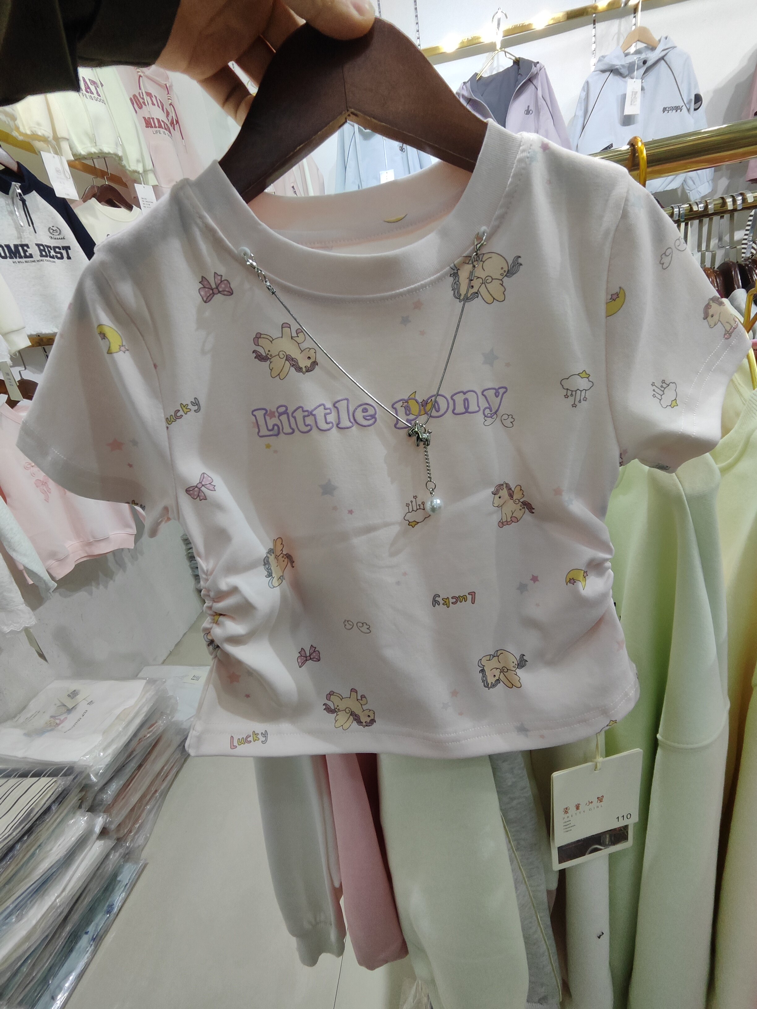 商场同款女童装圆领纯棉短袖针织衫半T恤2026夏新款宝宝凉感上衣