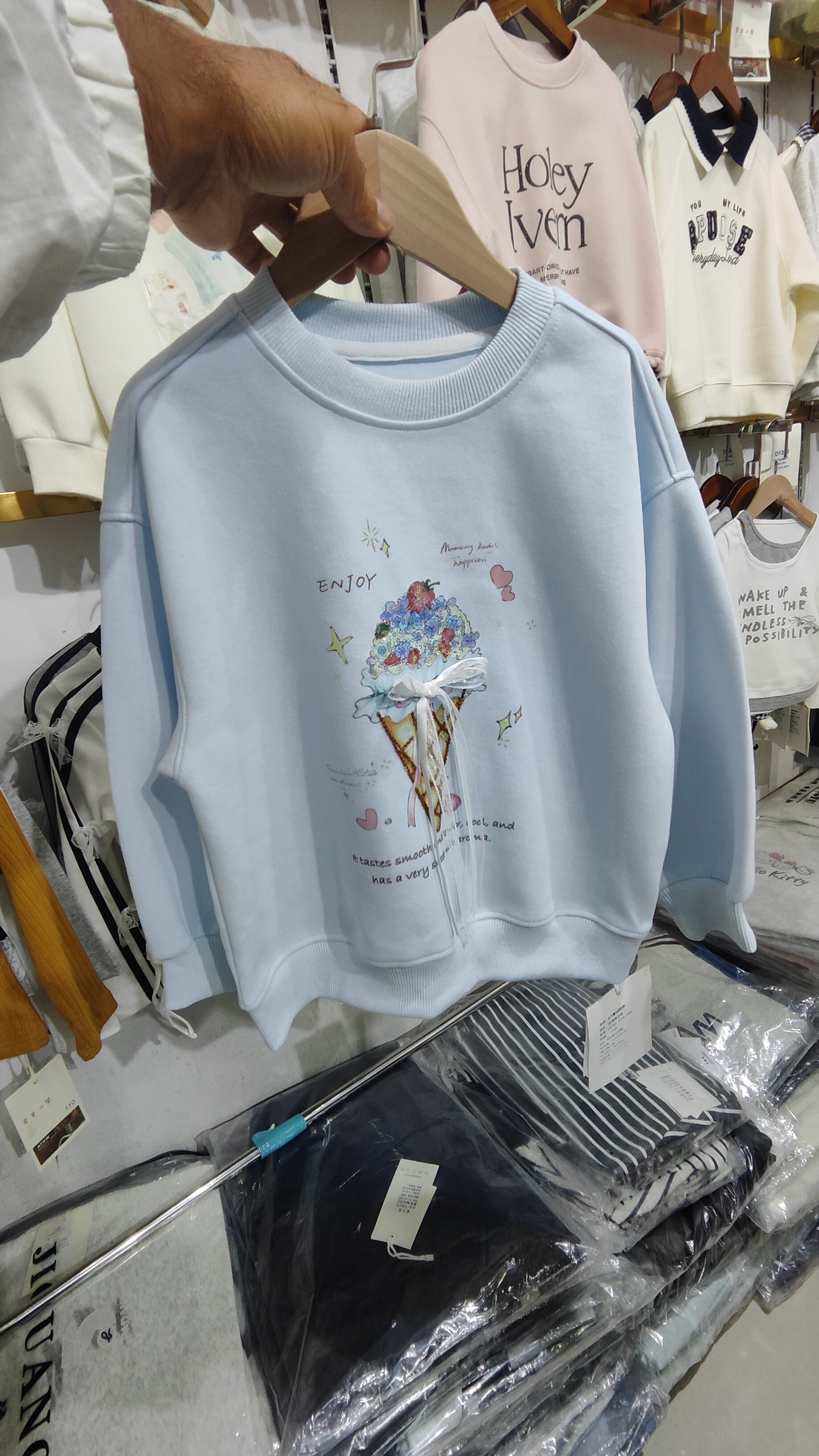 女童冰淇淋蝴蝶结卫衣2026春秋装新款儿童女宝宝中大童薄款上衣