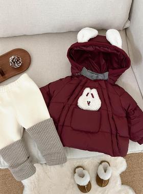 女童新年拜年服冬季红色喜庆羽绒服洋气小女孩加厚保暖白鸭绒外套