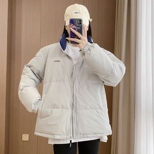 羽绒服女短款2023新款韩版白鸭绒加厚潮牌情侣面包服冬季立领外套
