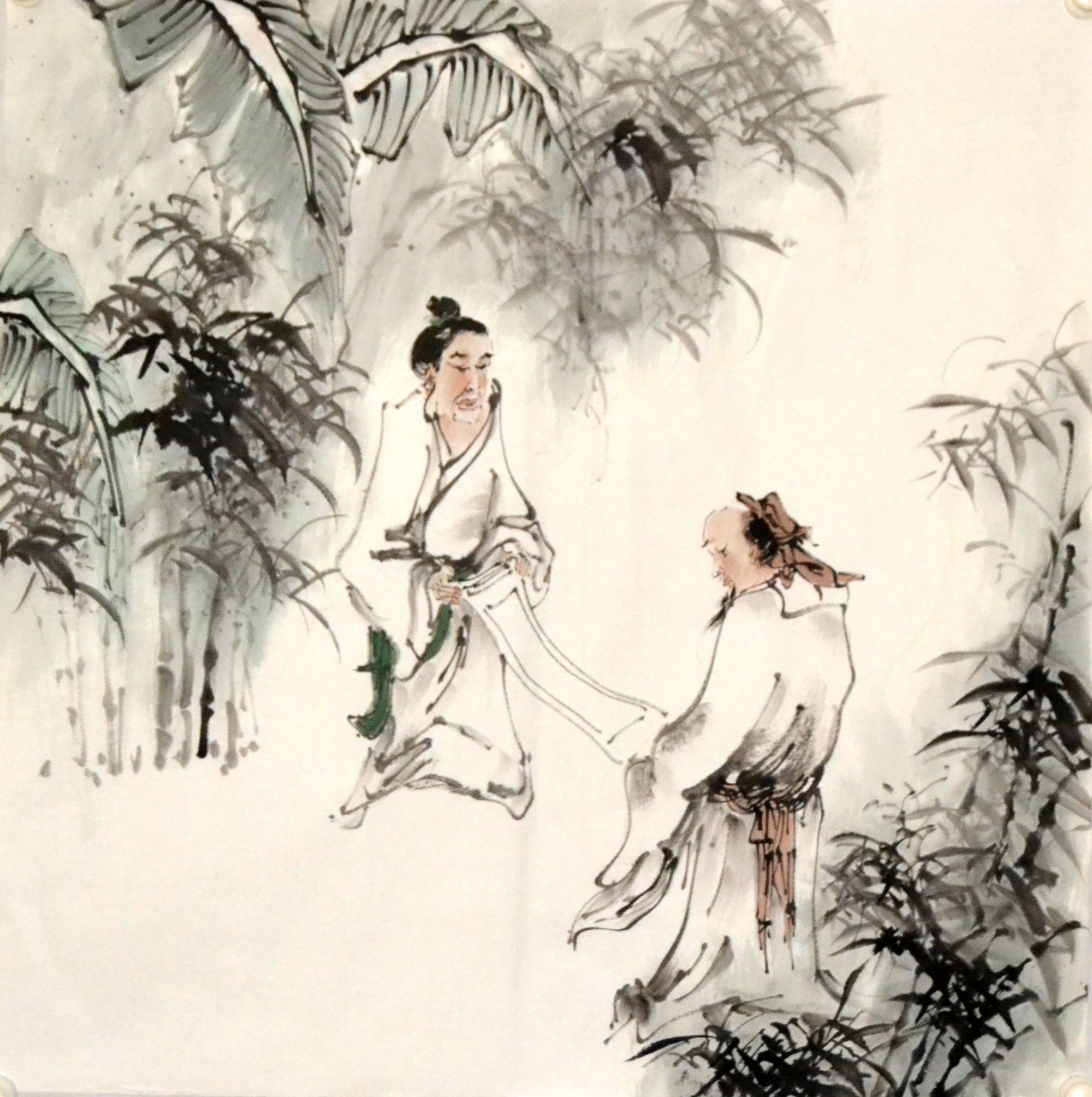 四尺斗方无款客厅装饰原稿人物仿国画