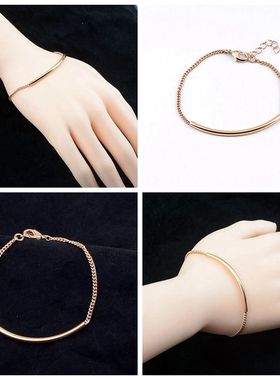 欧美饰品个性时尚圆管手链简约手环女首饰镀金