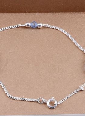 925银蓝色玻璃珠时尚风百搭手链