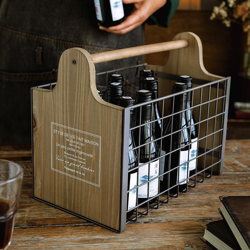 复古收纳筐啤酒零食水果收纳篮