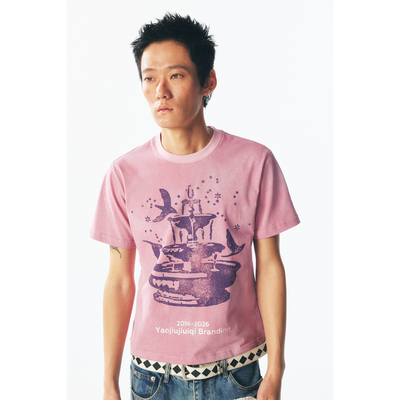 药九玖柒“喷泉白鸽”做旧修身男女同款T恤短袖/1997邮政局