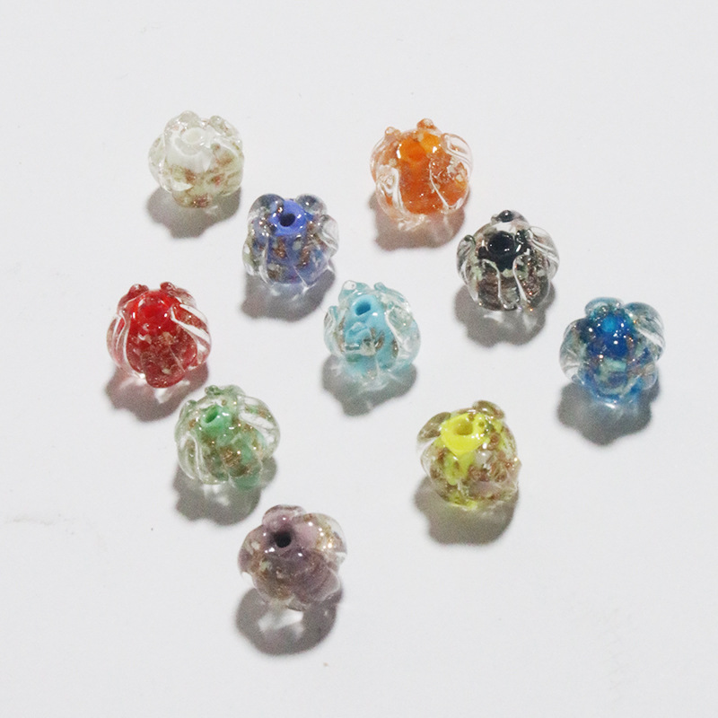 10颗 带孔夜光琉璃铃兰花瓣珠玻璃散珠配件创意diy手工配饰串珠