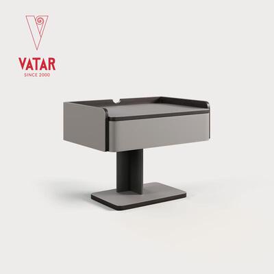 VATAR梵达意式别墅主卧室设计师现代极简单抽储物马鞍皮床头柜