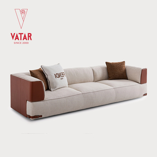 VATAR梵达 马鞍皮直排沙发休闲客厅家具 现代简约芬迪布艺设计师款