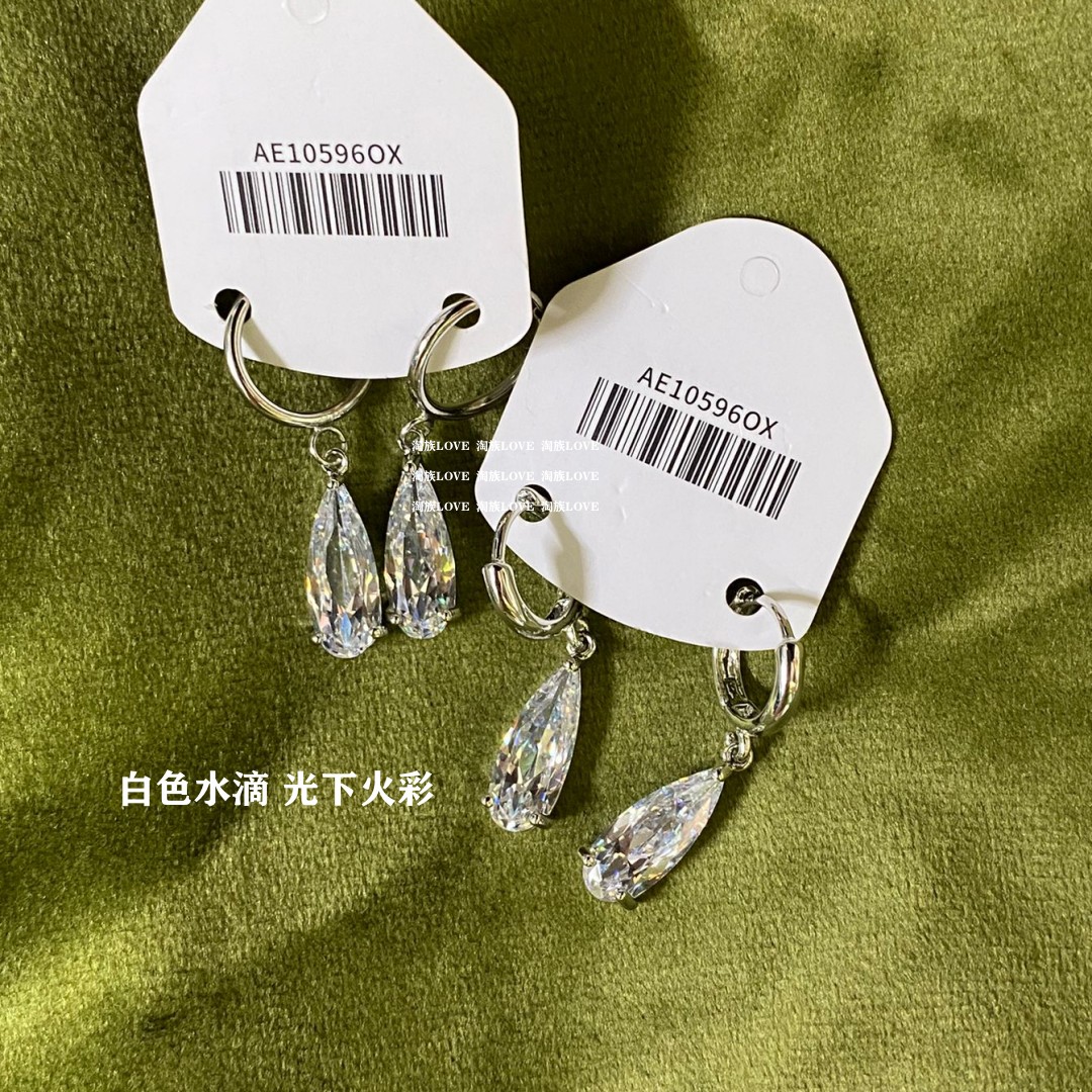 气质简约水滴锆石耳环耳圈