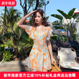 温泉度假女士泳装 泳衣女2025新款 连体妈妈显瘦高级感遮肚成人大码