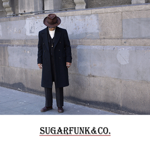 Sugarfunk大人字粗花羊毛呢马球大衣 Polocoat美式复古/浴血黑帮