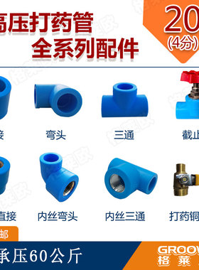 4分20PE打药管热熔高压农药配件蓝色内牙直接弯头公母活接铜开关