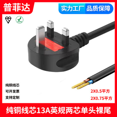 BS ASTA GCC SASO UKCA 英国英规标准正标两芯电源线单头英格兰