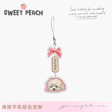 猫咪狗狗宠物定制手机链挂件透明滴胶吊坠来图DIY包包链耳机挂件