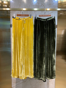 高品质原799 天鹅绒丝绒柠檬黄橄榄绿阔腿裤 Z「亏本秒杀 199」