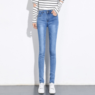 2025年新款 弹力小个子长裤 秋季 女士百搭九分裤 高腰小脚修身 牛仔裤