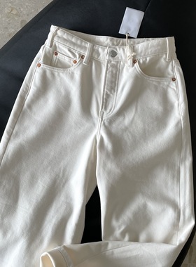 非实价来问我）南油原创设计师款简约风加绒白色牛仔裤