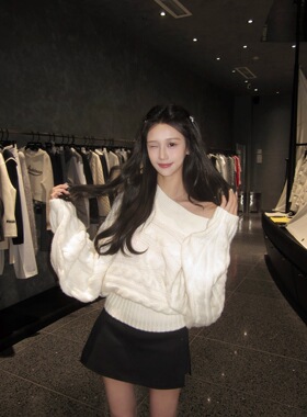 非实价来问我）南油一字肩编织白色毛衣