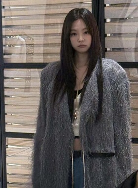 非实价来问我）南油Jennie同款灰色毛呢裹式外套