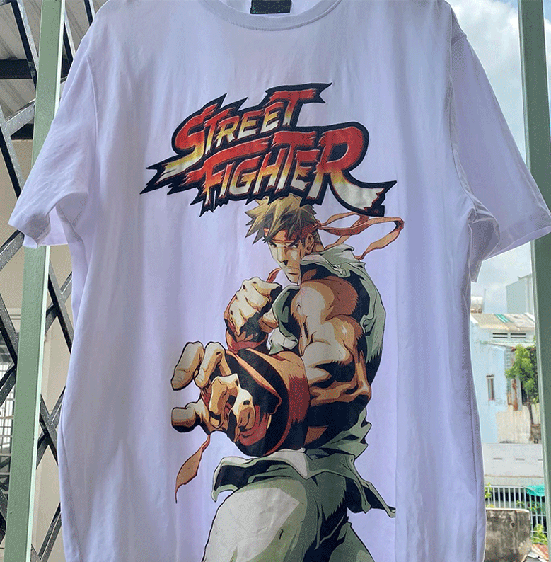 街霸 street fighter 重磅纯棉游戏卡通动漫印花半袖潮流圆领T恤